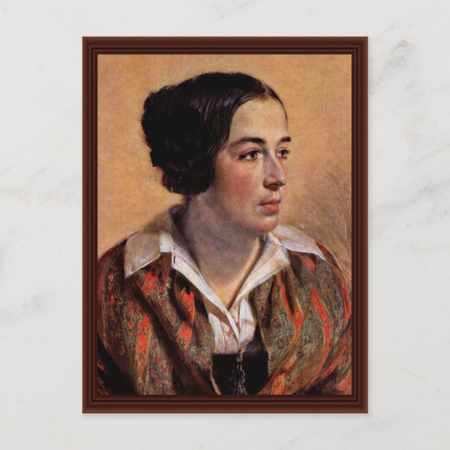 Portrait Of Caroline Arnold By Menzel Adolph Von Postcard (Front)