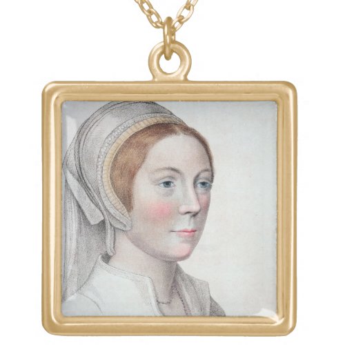 Portrait of Catherine Howard 1520_42 engraved by Gold Plated Necklace