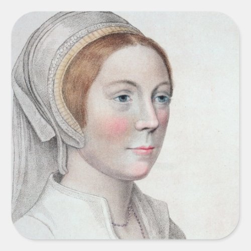 Portrait of Catherine Howard 1520_42 engraved by Square Sticker