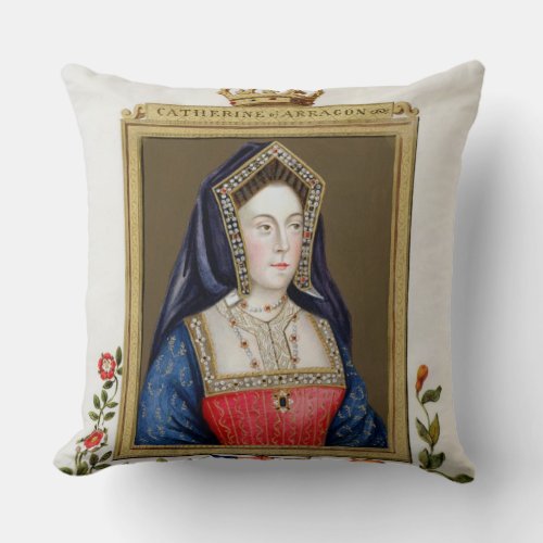 Portrait of Catherine of Aragon 1485_1536 1st Qu Throw Pillow
