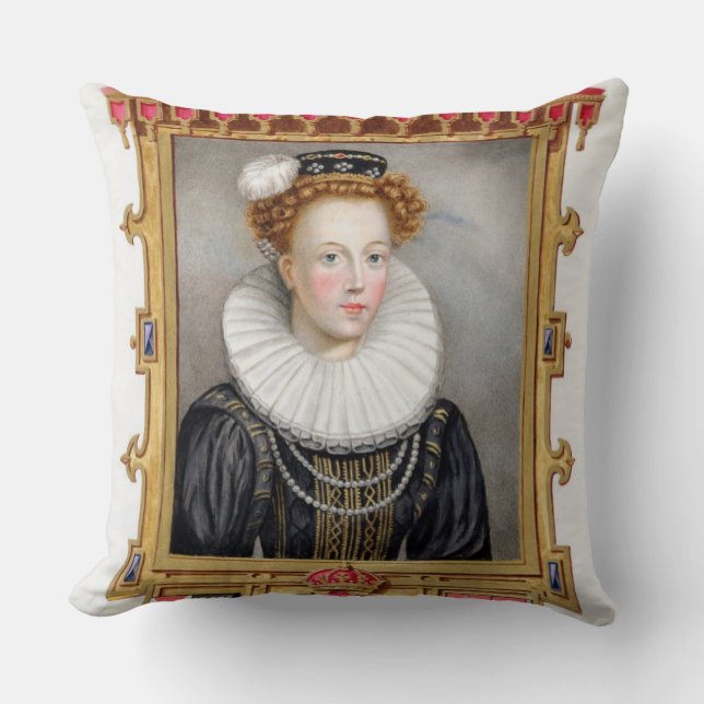 Portrait of Catherine Parr (1512-1548) Sixth Wife Throw Pillow (Front)