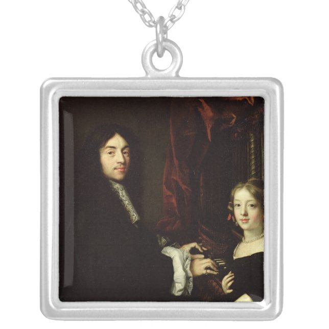 Portrait of Charles Couperin  and the Daughter Silver Plated Necklace (Front)