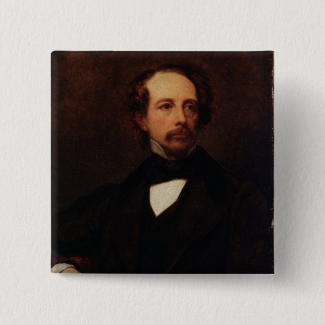 Portrait of Charles Dickens  1855 Pinback Button (Front)