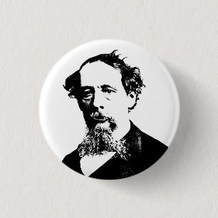 Portrait of Charles Dickens Button