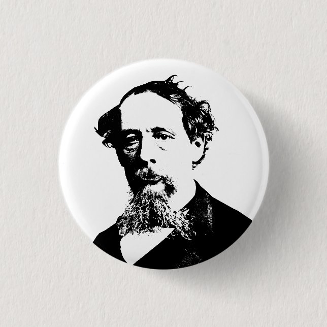 Portrait of Charles Dickens Button (Front)
