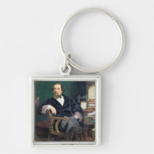 Portrait of Charles Dickens (oil on canvas) Keychain