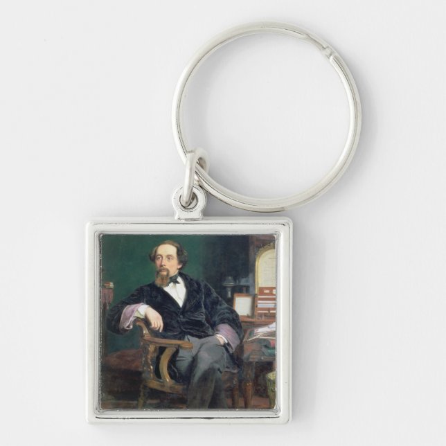 Portrait of Charles Dickens (oil on canvas) Keychain (Front)