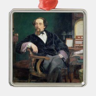 Portrait of Charles Dickens (oil on canvas) Metal Ornament