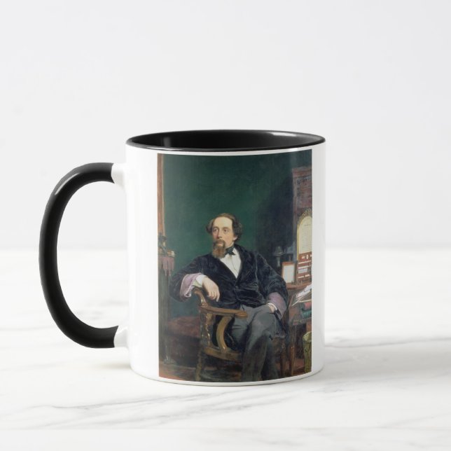 Portrait of Charles Dickens (oil on canvas) Mug (Left)