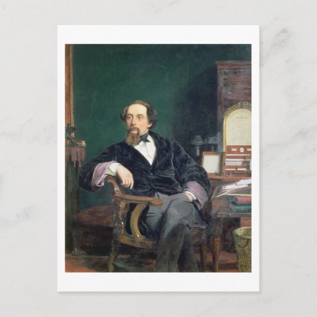 Portrait of Charles Dickens (oil on canvas) Postcard (Front)