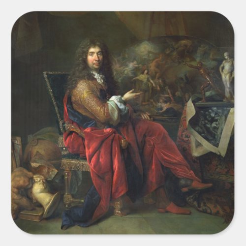 Portrait of Charles Le Brun 1619_90 1686 oil on Square Sticker