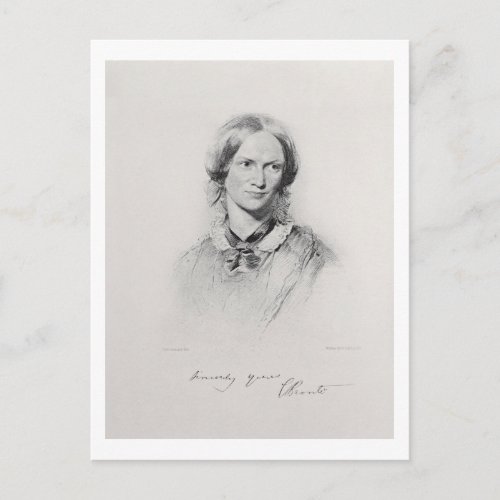 Portrait of Charlotte Bronte engraved by Walker a Postcard