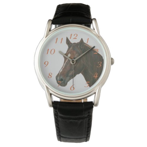 portrait of chestnut mare horse equine brown horse watch