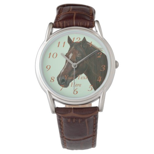 portrait of chestnut mare horse equine brown horse watch