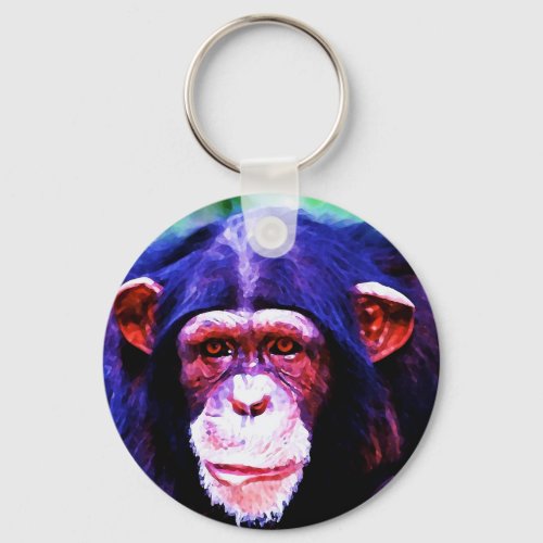 Portrait of Chimpanzee Keychain