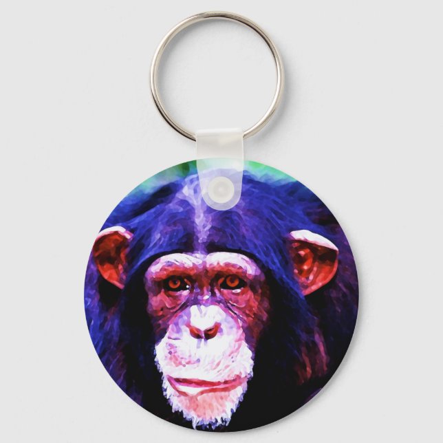 Portrait of Chimpanzee Keychain (Front)