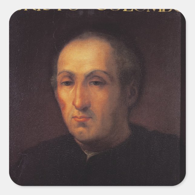 Portrait of Christopher Columbus Square Sticker (Front)