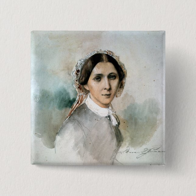 Portrait of Clara Schumann  1853 Button (Front)