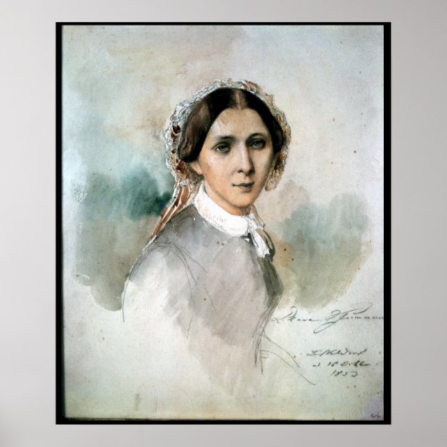 Portrait of Clara Schumann  1853 Poster (Front)