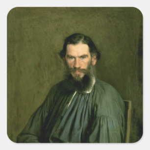 Portrait of Count Lev Nikolaevich Tolstoy 1873 Square Sticker