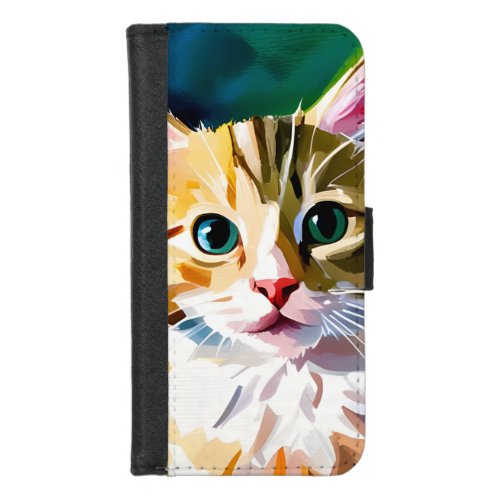 portrait of cute kitten in watercolor style iPhone 87 wallet case