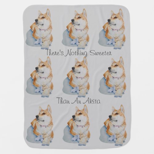 portrait of cute red Japanese akita dog Swaddle Blanket