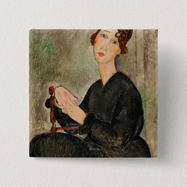 Portrait of Dedie Hayden, 1918 Pinback Button (Front)