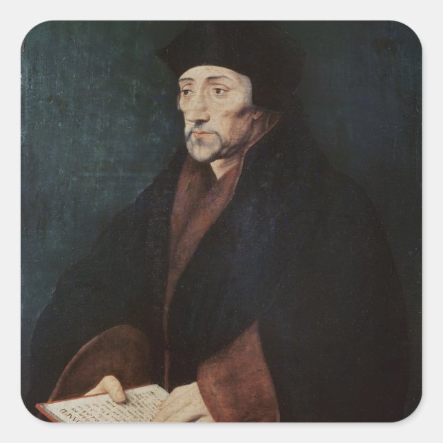 Portrait of Desiderius Erasmus  of Rotterdam Square Sticker (Front)