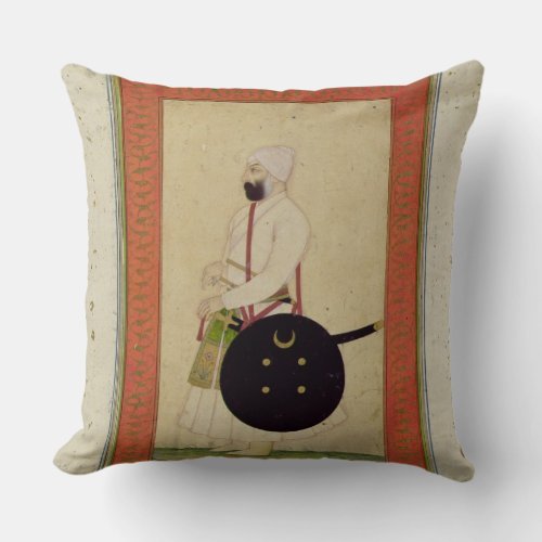 Portrait of Dilir Khan c1760 from the Large Cli Throw Pillow