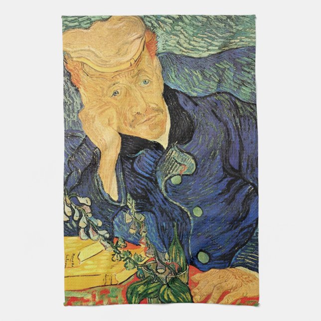 Portrait of Doctor Gachet by Vincent van Gogh Kitchen Towel (Vertical)