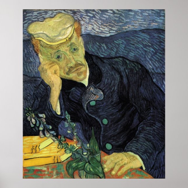 Portrait of Doctor Gachet, Vincent van Gogh Poster (Front)