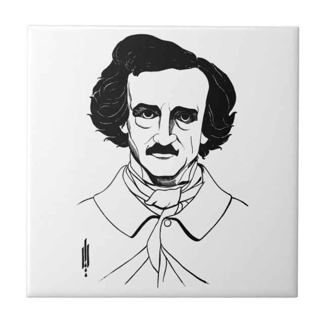 Portrait of Edgar Allan Poe Ceramic Tile (Front)