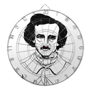 Portrait of Edgar Allan Poe Dartboard With Darts