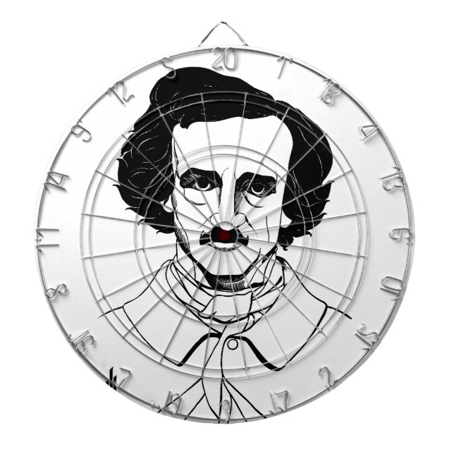 Portrait of Edgar Allan Poe Dartboard With Darts (Front)
