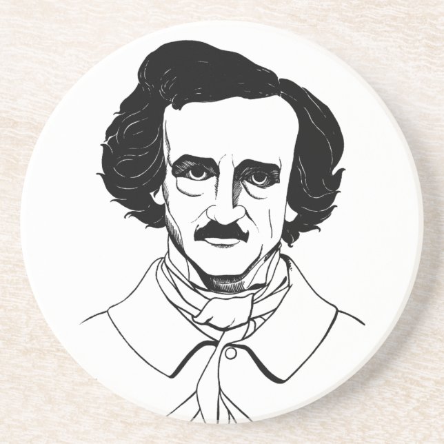 Portrait of Edgar Allan Poe Drink Coaster (Front)
