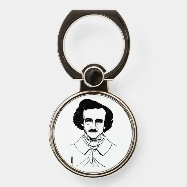 Portrait of Edgar Allan Poe Phone Ring Stand (Front)