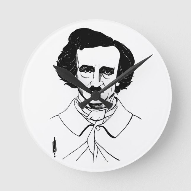 Portrait of Edgar Allan Poe Round Clock (Front)