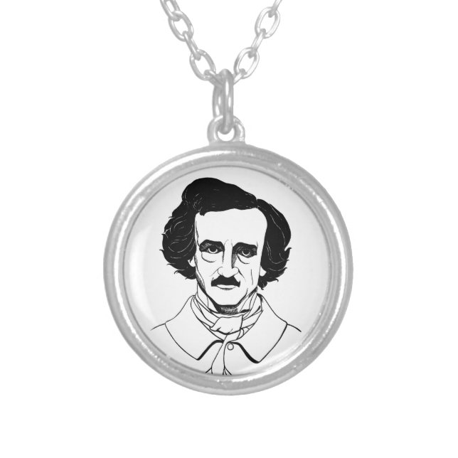 Portrait of Edgar Allan Poe Silver Plated Necklace (Front)