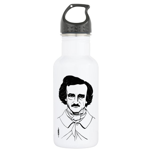 Portrait of Edgar Allan Poe Water Bottle (Front)