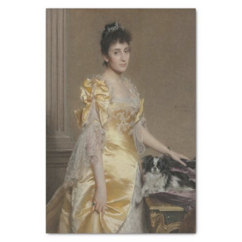 Portrait of Elegant Woman with a Papillon Spaniel Tissue Paper