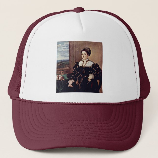 Portrait Of Eleonora Gonzaga By Tiziano Vecellio Trucker Hat (Front)