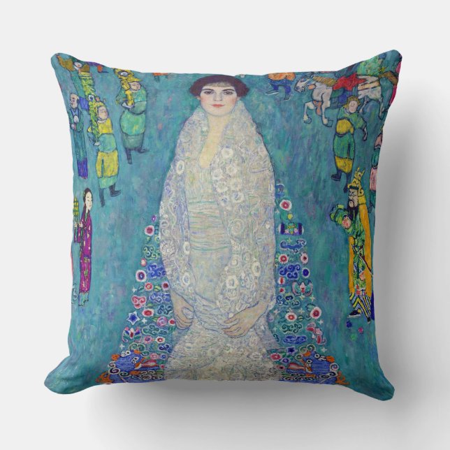 Portrait of Elisabeth Lederer, Gustav Klimt Throw Pillow (Front)