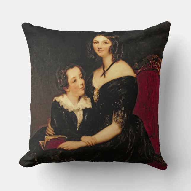 Portrait of Eliza Boardman and her son, Robert, 18 Throw Pillow (Front)