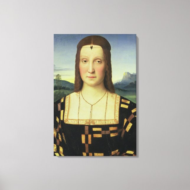 Portrait of Elizabeth Gonzaga, c.1504 (oil on pane Canvas Print (Front)