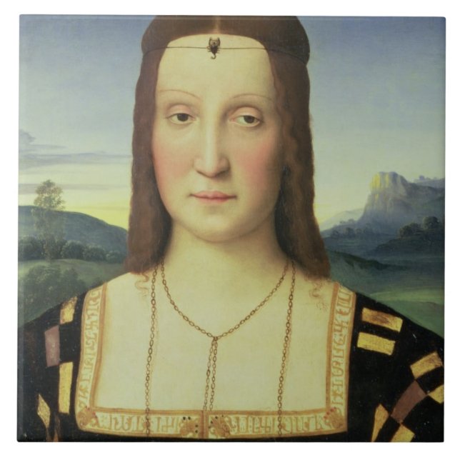 Portrait of Elizabeth Gonzaga, c.1504 (oil on pane Ceramic Tile (Front)