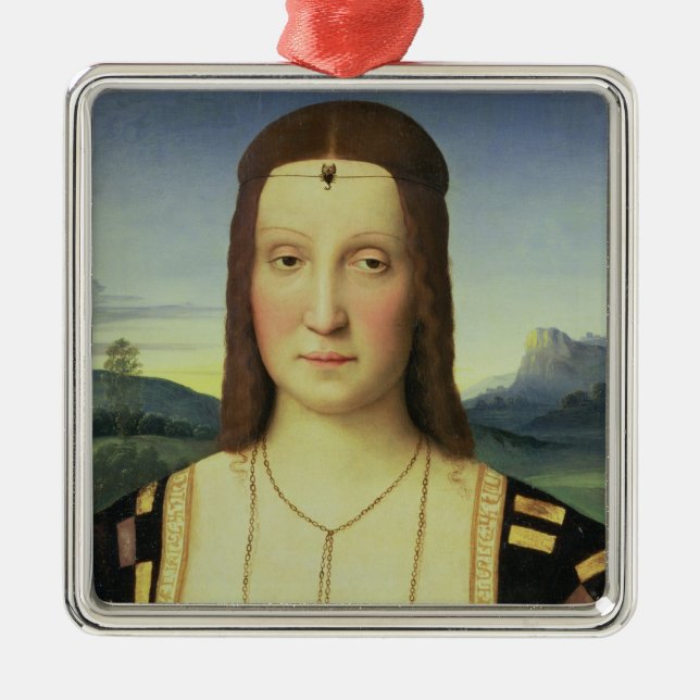 Portrait of Elizabeth Gonzaga, c.1504 (oil on pane Metal Ornament (Front)