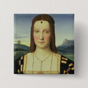 Portrait of Elizabeth Gonzaga, c.1504 (oil on pane Pinback Button