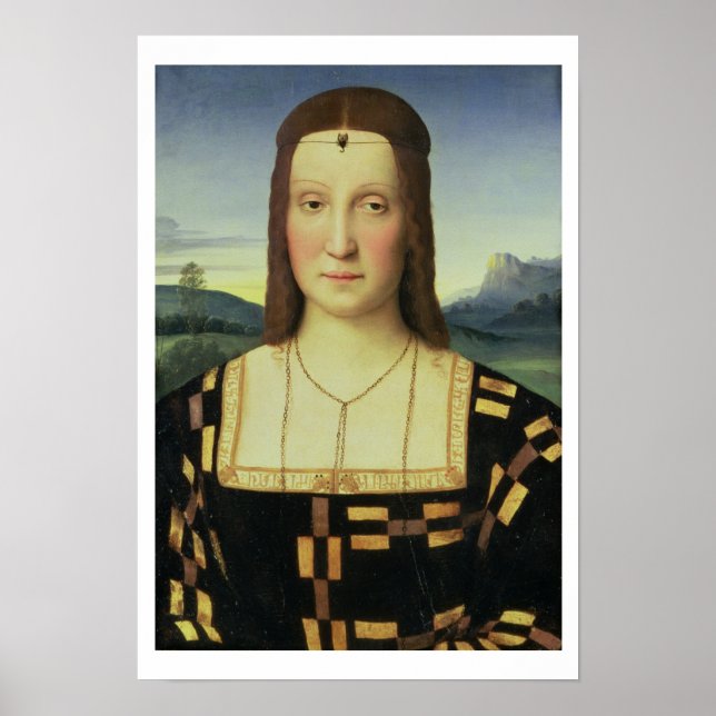 Portrait of Elizabeth Gonzaga, c.1504 (oil on pane Poster (Front)