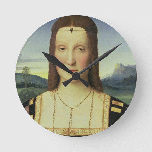 Portrait of Elizabeth Gonzaga, c.1504 (oil on pane Round Clock (Front)