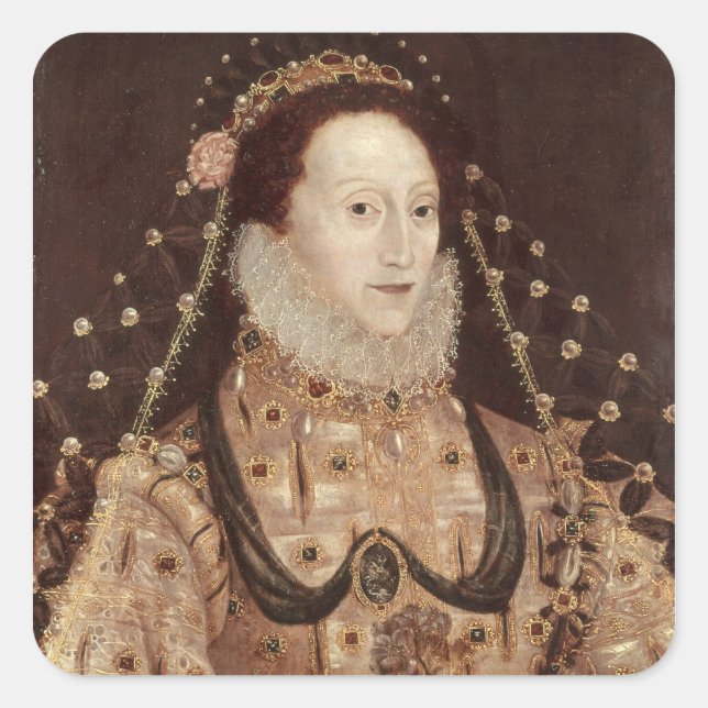 Portrait of Elizabeth I  c.1575-80 Square Sticker (Front)